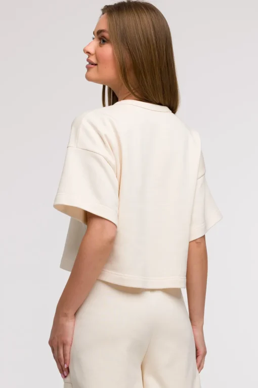 Bluza oversize z krótkimi rękawami - waniliowa