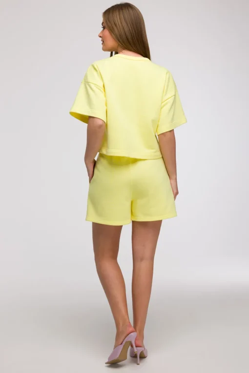 Bluza oversize z krótkimi rękawami - cytrynowa