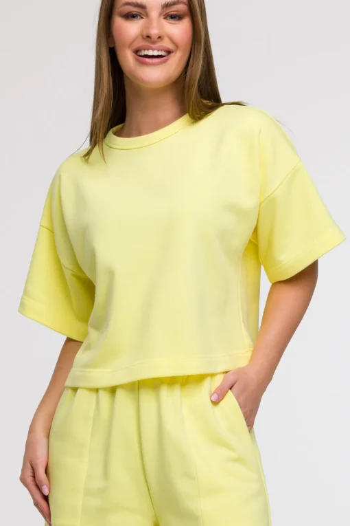 Bluza oversize z krótkimi rękawami - cytrynowa