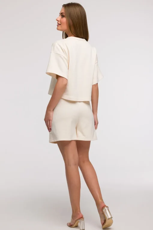 Bluza oversize z krótkimi rękawami - waniliowa