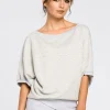 Bluza oversize z rękawami kimono - popielata