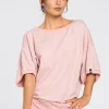 Bluza oversize z rękawami kimono - pudrowa