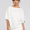 Bluza oversize z rękawami kimono - ecru