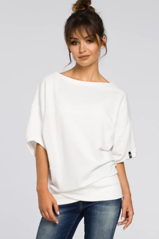 Bluza oversize z rękawami kimono - ecru