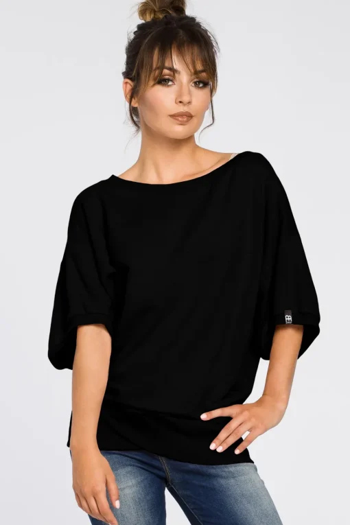 Bluza oversize z rękawami kimono - czarna