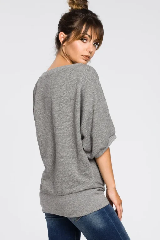 Bluza oversize z rękawami kimono - szara