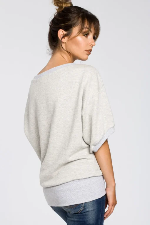 Bluza oversize z rękawami kimono - popielata