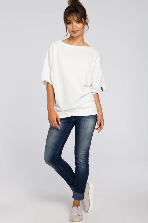 Bluza oversize z rękawami kimono - ecru