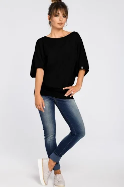 Bluza oversize z rękawami kimono - czarna