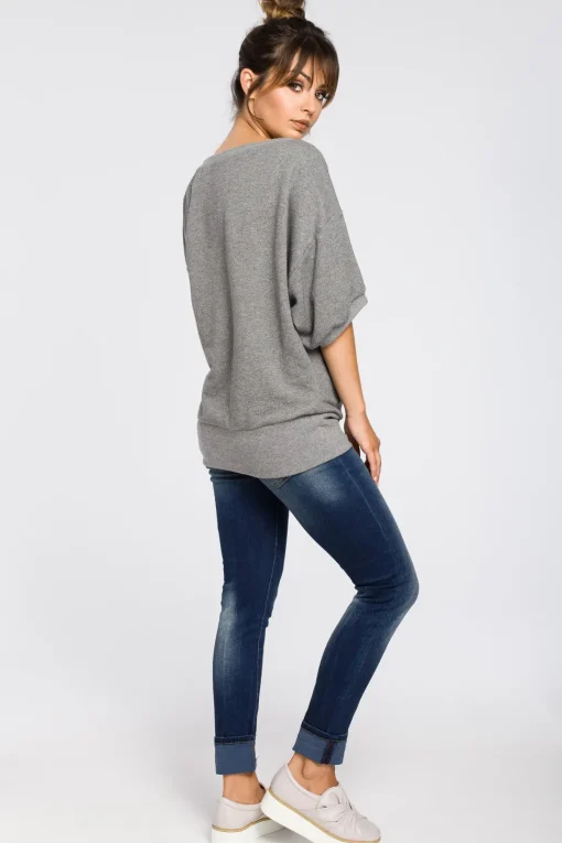 Bluza oversize z rękawami kimono - szara
