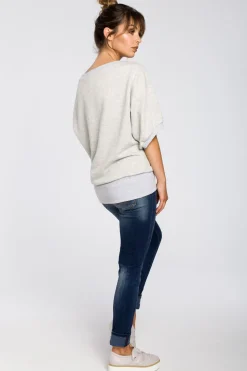 Bluza oversize z rękawami kimono - popielata