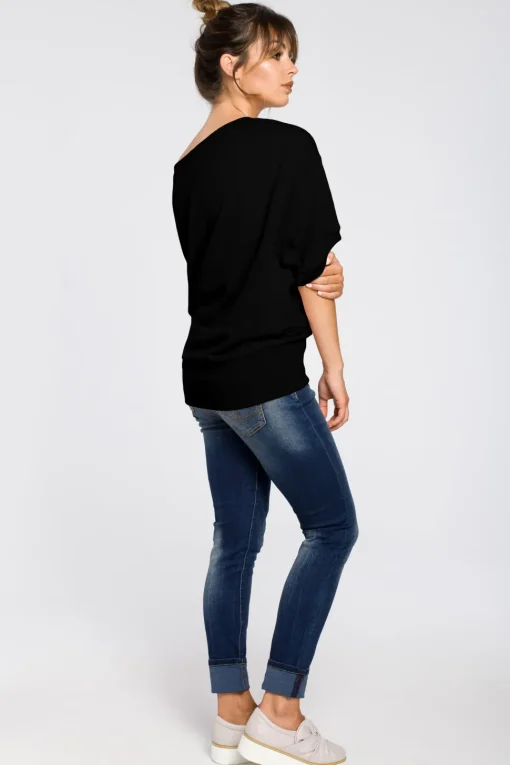 Bluza oversize z rękawami kimono - czarna