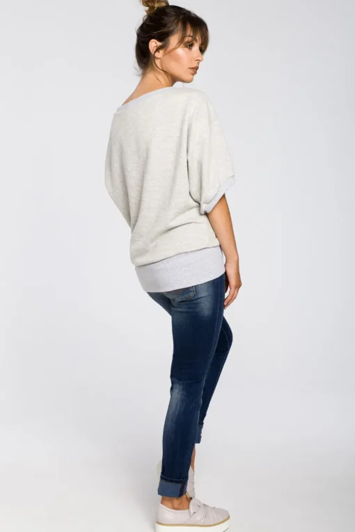Bluza oversize z rękawami kimono - popielata