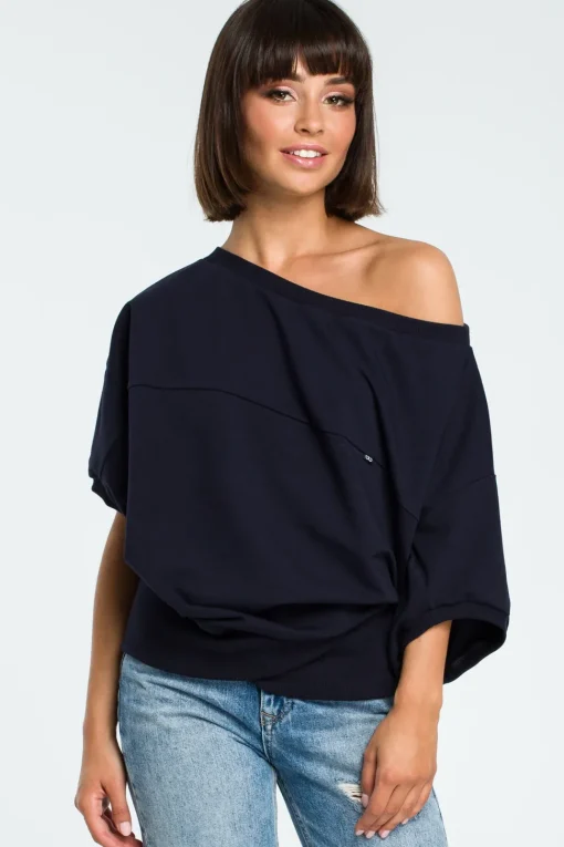 Bluza oversize z rękawem kimono - granatowa