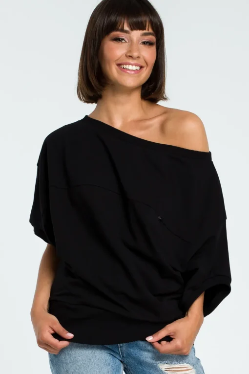 Bluza oversize z rękawem kimono - czarna