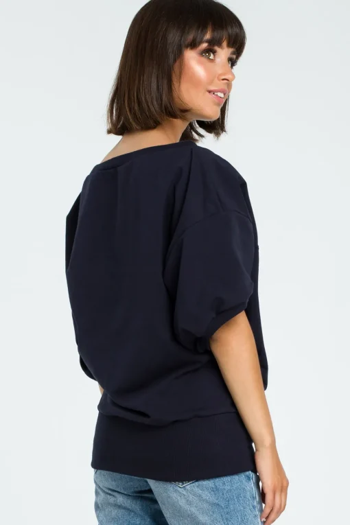Bluza oversize z rękawem kimono - granatowa