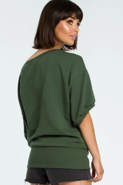 Bluza oversize z rękawem kimono - militarno-zielona