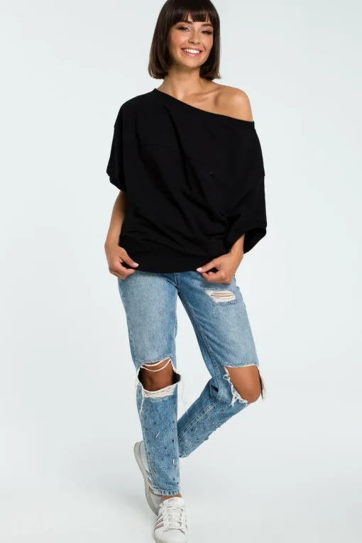Bluza oversize z rękawem kimono - czarna
