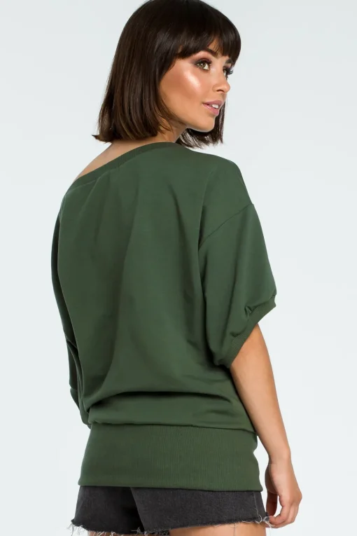 Bluza oversize z rękawem kimono - militarno-zielona
