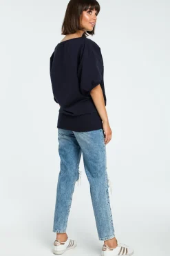Bluza oversize z rękawem kimono - granatowa