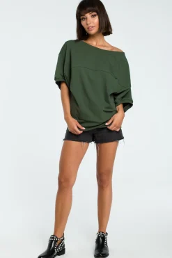 Bluza oversize z rękawem kimono - militarno-zielona