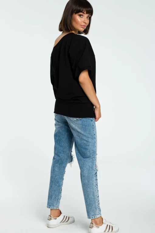Bluza oversize z rękawem kimono - czarna
