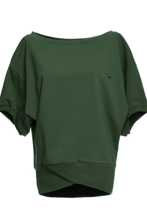 Bluza oversize z rękawem kimono - militarno-zielona
