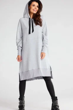 Bluza oversize z rozcięciami po bokach - szara