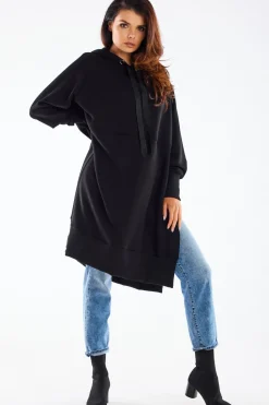 Bluza oversize z rozcięciami po bokach - czarna