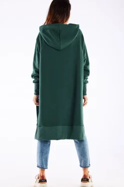 Bluza oversize z rozcięciami po bokach - zielona