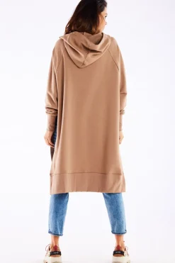 Bluza oversize z rozcięciami po bokach - beżowa