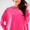 Bluza oversize z weluru - różowa