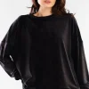Bluza oversize z weluru - czarna