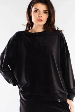 Bluza oversize z weluru - czarna