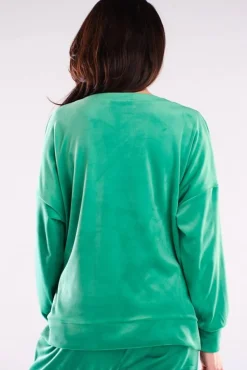 Bluza oversize z weluru - zielona