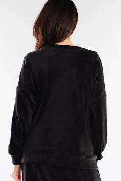 Bluza oversize z weluru - czarna