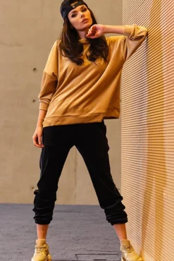 Bluza oversize z weluru - beżowa
