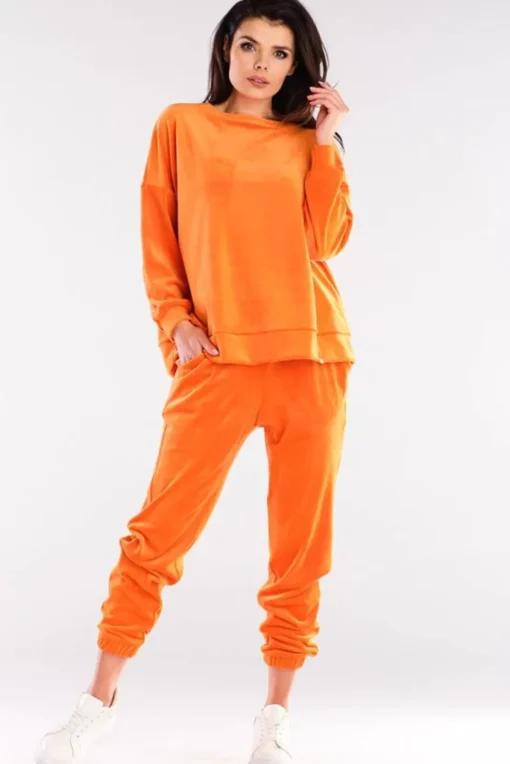 Bluza oversize z weluru - pomarańczowa