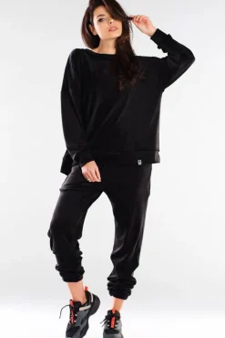 Bluza oversize z weluru - czarna