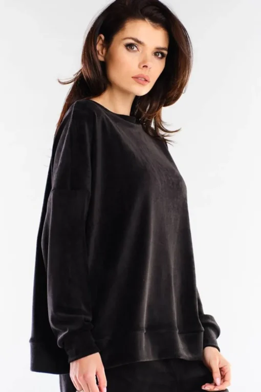 Bluza oversize z weluru - czarna