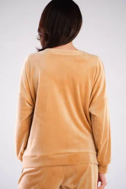 Bluza oversize z weluru - beżowa