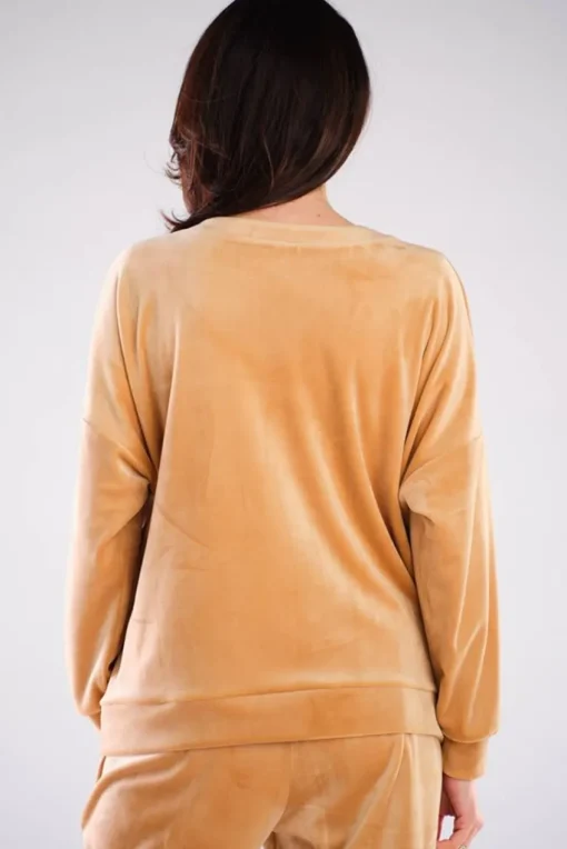 Bluza oversize z weluru - beżowa