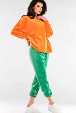 Bluza oversize z weluru - pomarańczowa