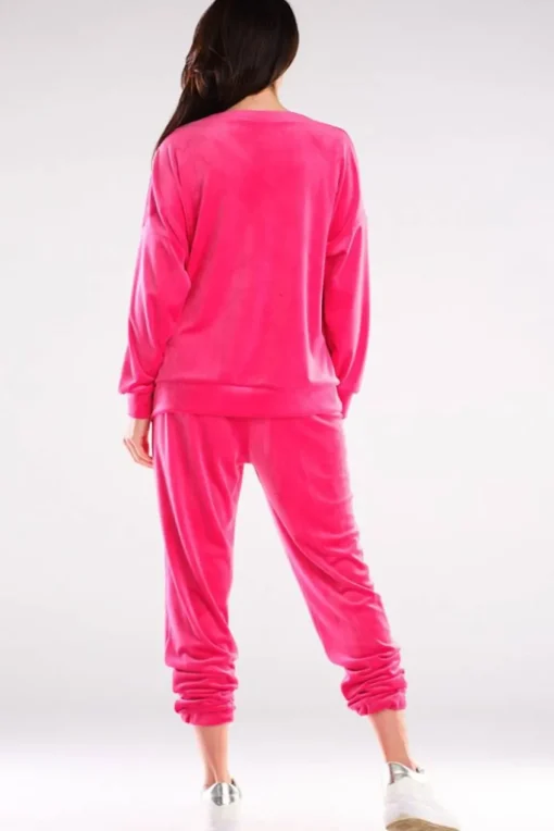 Bluza oversize z weluru - różowa