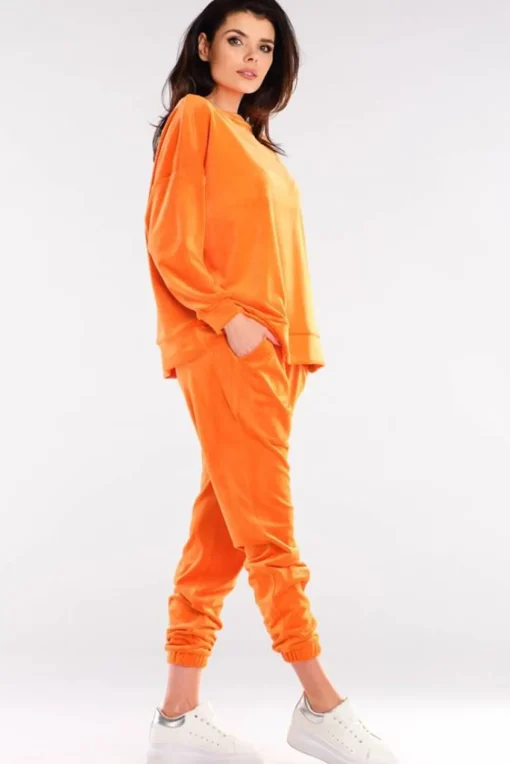 Bluza oversize z weluru - pomarańczowa