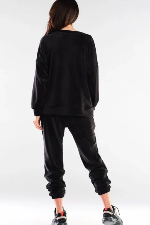 Bluza oversize z weluru - czarna