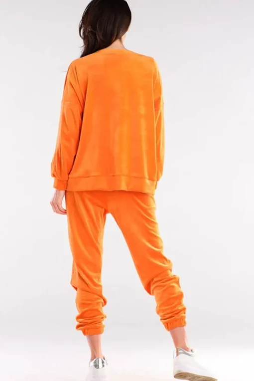 Bluza oversize z weluru - pomarańczowa