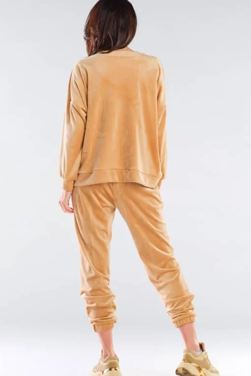Bluza oversize z weluru - beżowa