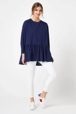 Bluza oversize zapinana z tyłu - granatowa