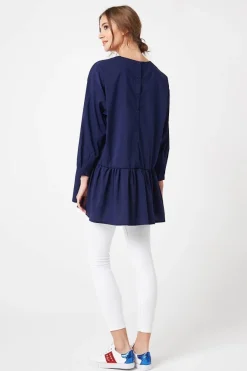 Bluza oversize zapinana z tyłu - granatowa